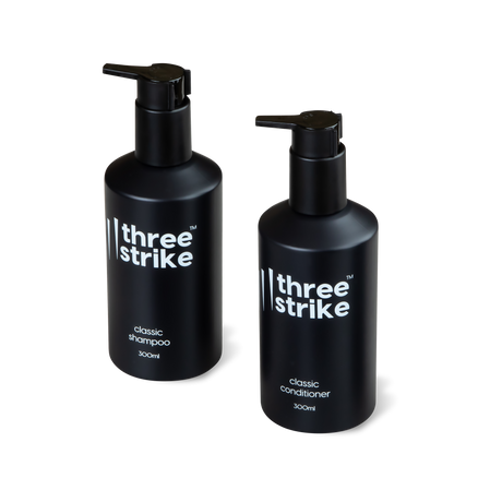 Shampoo and conditioner bundle by Three Strike Grooming – sulfate-free, paraben-free, and silicone-free haircare for men