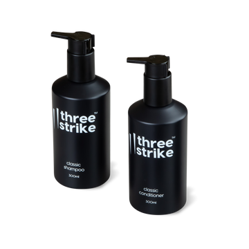 Shampoo and conditioner bundle by Three Strike Grooming – sulfate-free, paraben-free, and silicone-free haircare for men