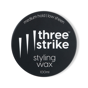 Three Strike Grooming styling wax for men – medium hold, low sheen finish, and easy restyling